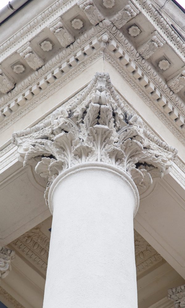 Classical pillars with portico detail